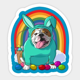 English Bulldog Happy Easter Bunny Pajamas Sticker